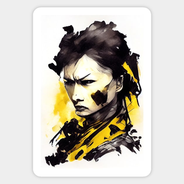 Warrior Woman Wild Nature Free Spirit Art Brush Painting Sticker by Cubebox